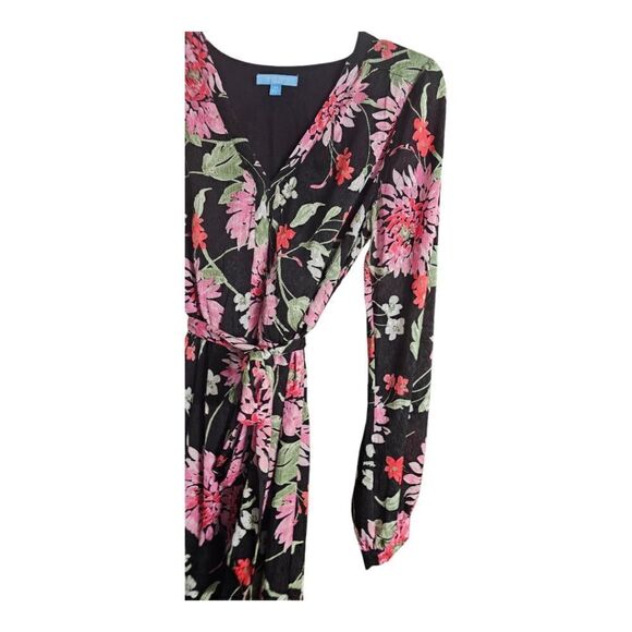 DRAPER JAMES RSVP Long Sleeve Tiered Midi Dress Black Floral - Size X-Small - Picture 6 of 11